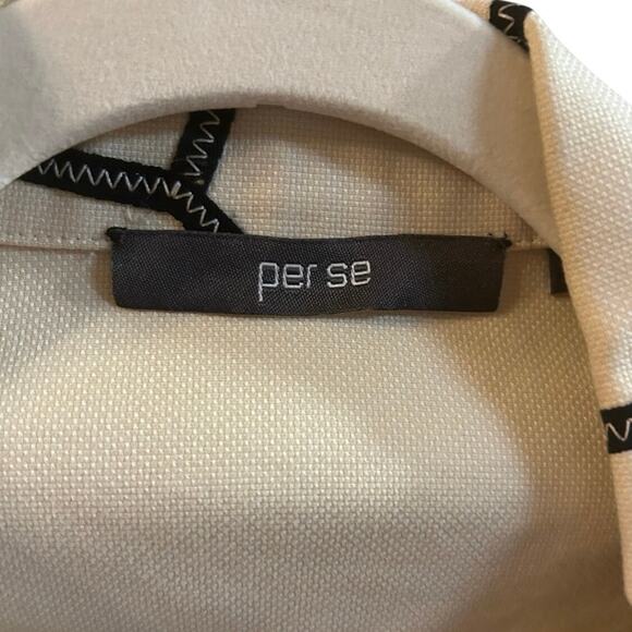 Per Se by Carlisle Cream and Black Geometric Pattern Jacket Cotton Blend Size 4 - Picture 5 of 10